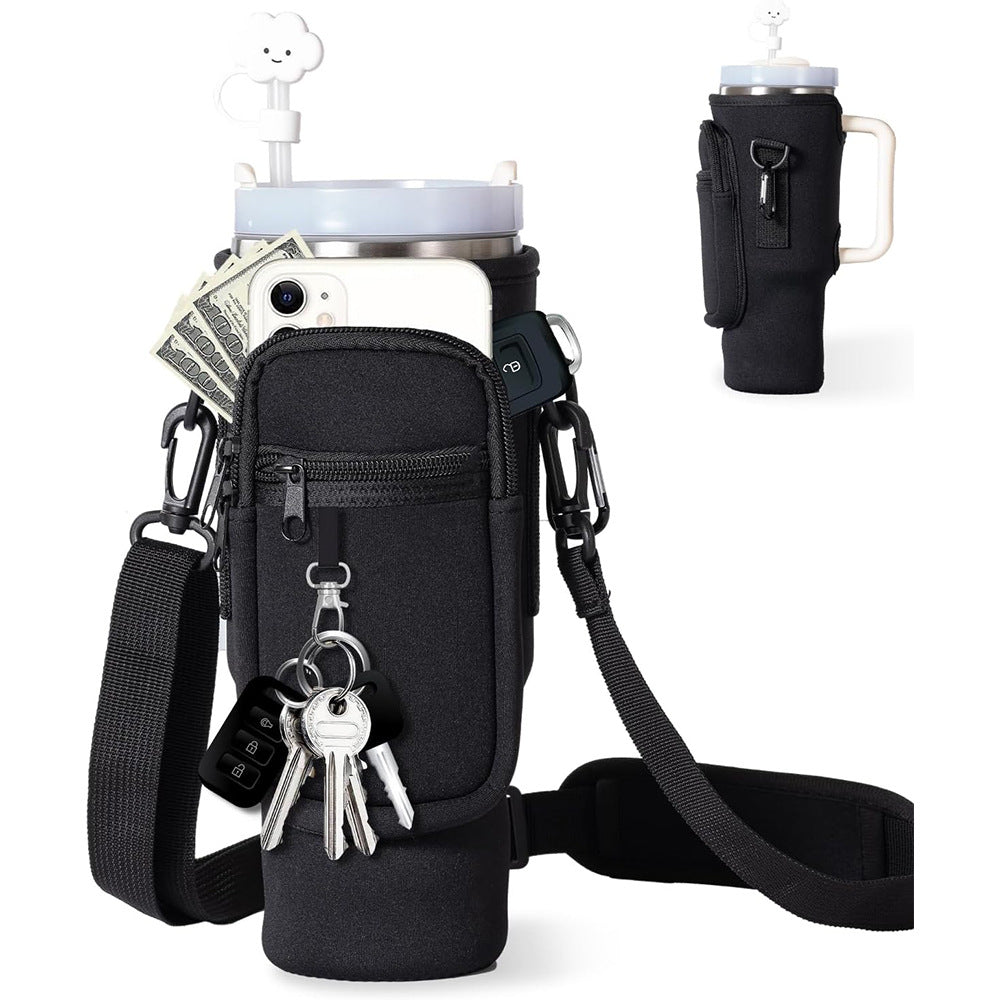 Neoprene Water Bottle Pouch Adjustable Shoulder Strap 30oz Water Cup Protective Cover - My Store