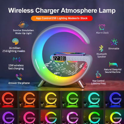 G Shaped LED Lamp Bluetooth Speake Wireless & Charger