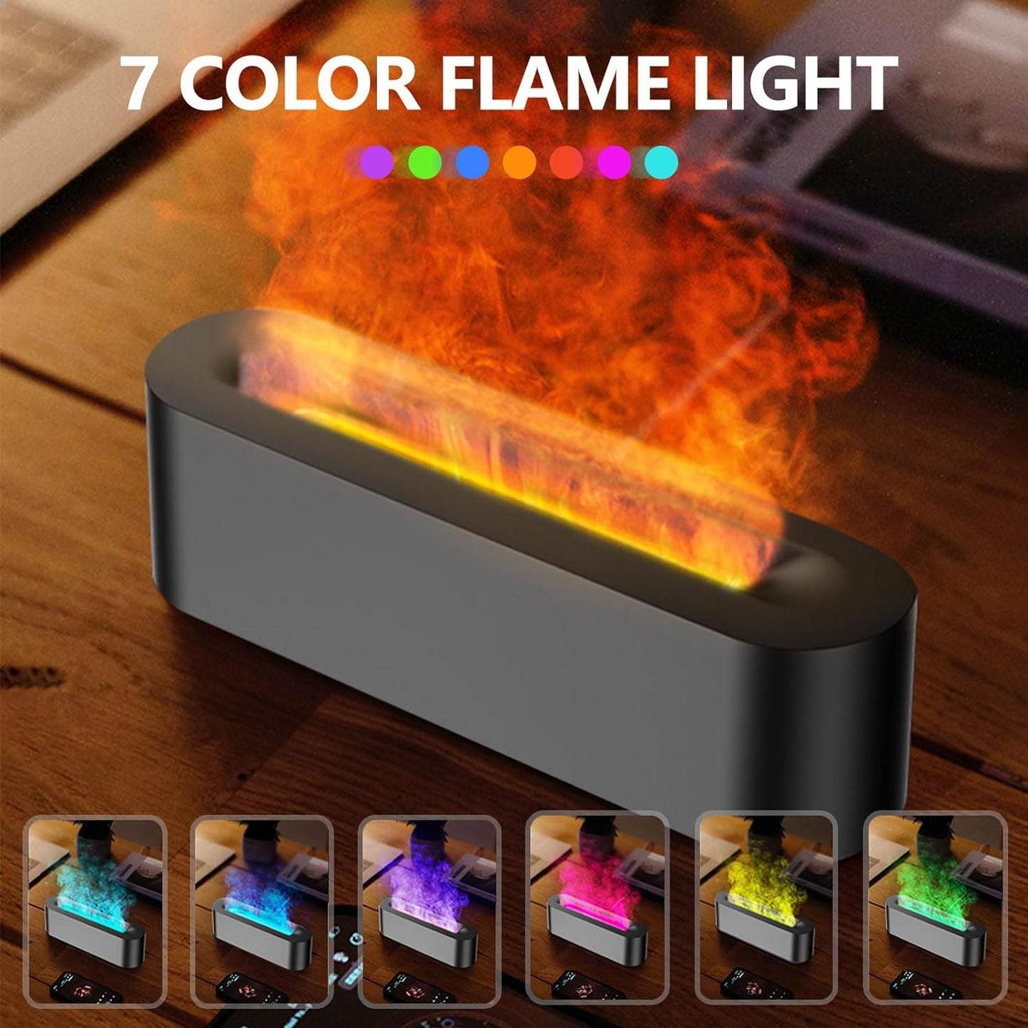 Flame Essential Oil Diffusers,7 Color Lights Aromatherapy Diffuser