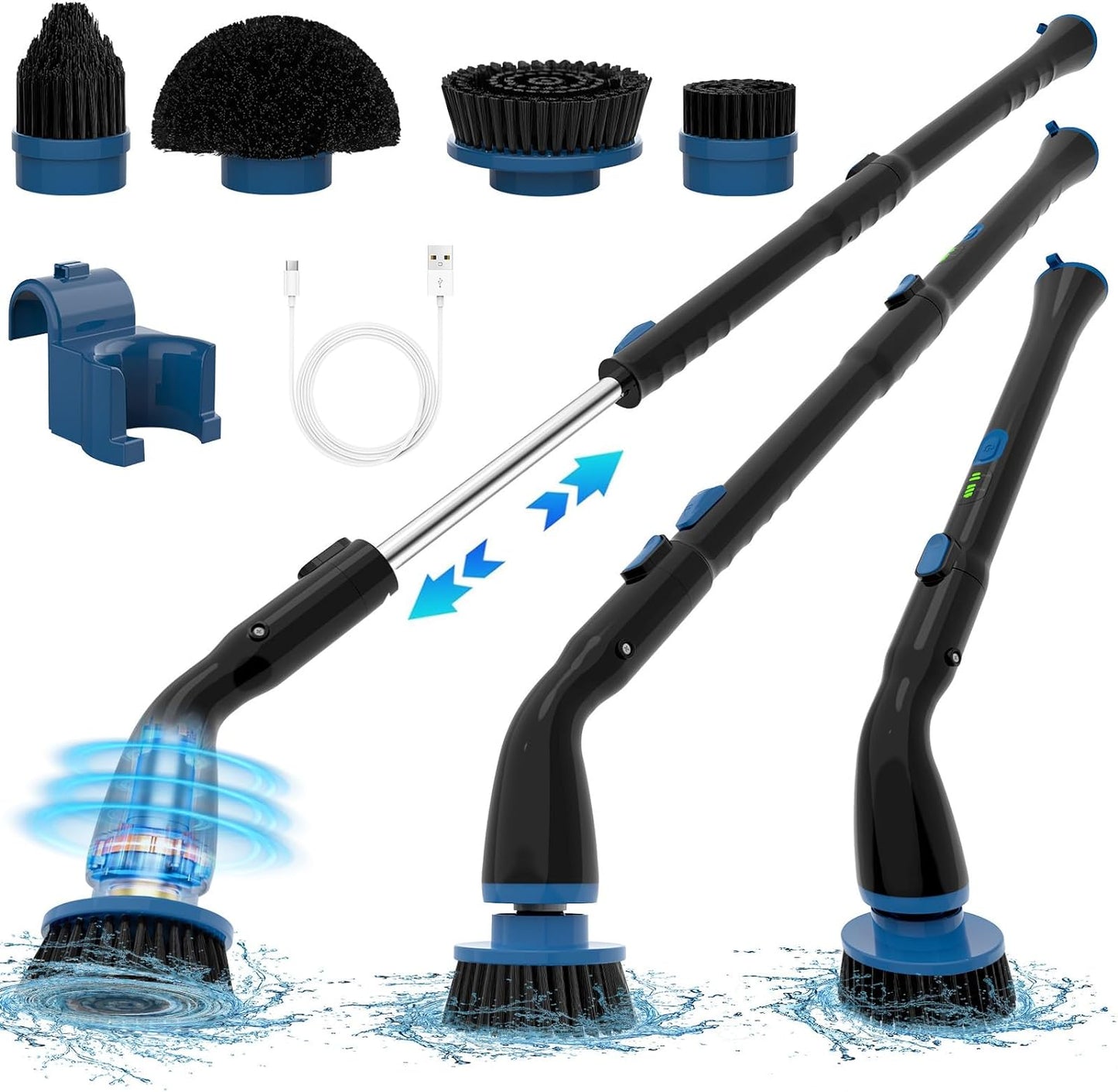 Electric Spin Scrubber, Cordless Cleaning Brush With 4 Replaceable Brush Heads And Adjustable Extension Handle Power Shower Scrubber For Bathroom, Kitchen, Tub, Tile, Floor - My Store