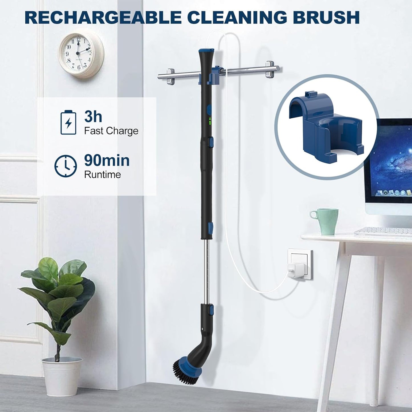 Electric Spin Scrubber, Cordless Cleaning Brush With 4 Replaceable Brush Heads And Adjustable Extension Handle Power Shower Scrubber For Bathroom, Kitchen, Tub, Tile, Floor - My Store