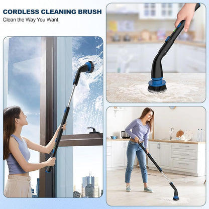 Electric Spin Scrubber, Cordless Cleaning Brush With 4 Replaceable Brush Heads And Adjustable Extension Handle Power Shower Scrubber For Bathroom, Kitchen, Tub, Tile, Floor - My Store